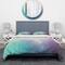 Designart 'Cyan, Blue and Pink water in Ink Composition' Mid-Century Modern Bedding Set - Duvet Cover & Shams